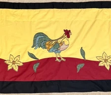 Country Farmhouse Rooster Kitchen Window Curtains Valance  30”W X 24”L Gold Red