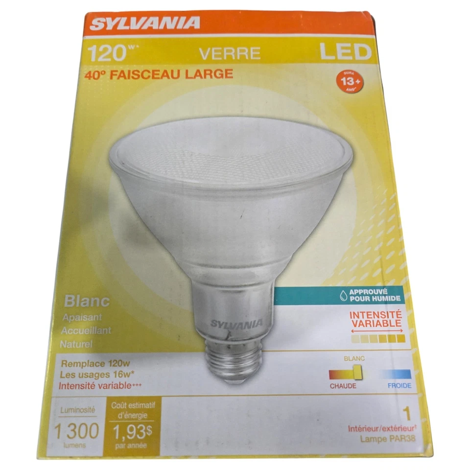 Sylvania LED16PAR38/DIM/830/FL40/13Y/GL/W/RP 16 Watt 1300 Lumens Dimmable Flood - Image 3 of 4