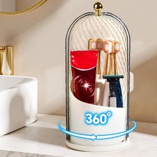 3 Slots Toothbrush Holders with Lid, Rotating Concealed Tooth Brush