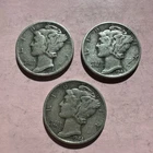 (3) Junk Lot 1942 Mercury Dimes Silver Lots Of Pictures 90% Silver