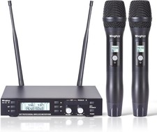 Professional 2 Channel UHF Wireless Dual Microphone Cordless Handheld Mic System