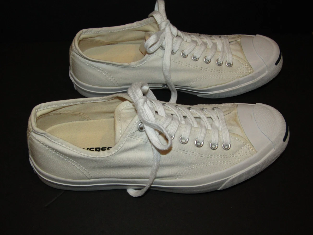 Converse Jack Purcell Herren Größe 9,5 SCHNÜRSCHUHE Weiß CANVAS Niedrig Turnschuhe