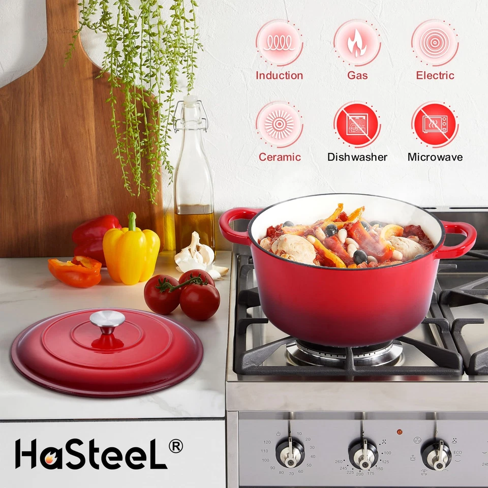 Small 3 Quart Dutch Oven, Round Cast Iron Cooking Pot with Lid, Nonstick Enam... - Image 4 of 4