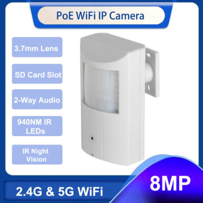 4K 8MP PoE 2.4G/5G WIFI PIR Style 940NM IR Audio IP Camera 2-Way Audio