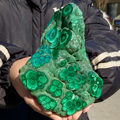 4.6LB Natural Glossy Malachite Cat Eye Transparent Cluster Rough Mineral Sampl - 第 9/12 張圖片