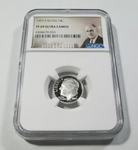 1997-S Silver 10C NGC PF 69 ULTRA CAMEO Roosevelt NGC Certified #6304670-033