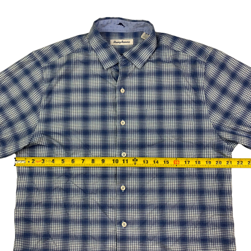 Tommy Bahama Men's Long Sleeve Flip Cuff Button Shirt Blue Plaid • MEDIUM - 第 7/8 張圖片