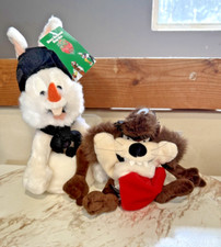 2pc Looney Tunes Tasmanian Devil  Bugs Bunny Christmas Bean Stuffed Animals
