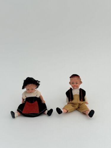 Vintage Celluloid Hard Plastic Cloth Felt Clothing Small Mini Girl & Boy Dolls - Picture 7 of 9
