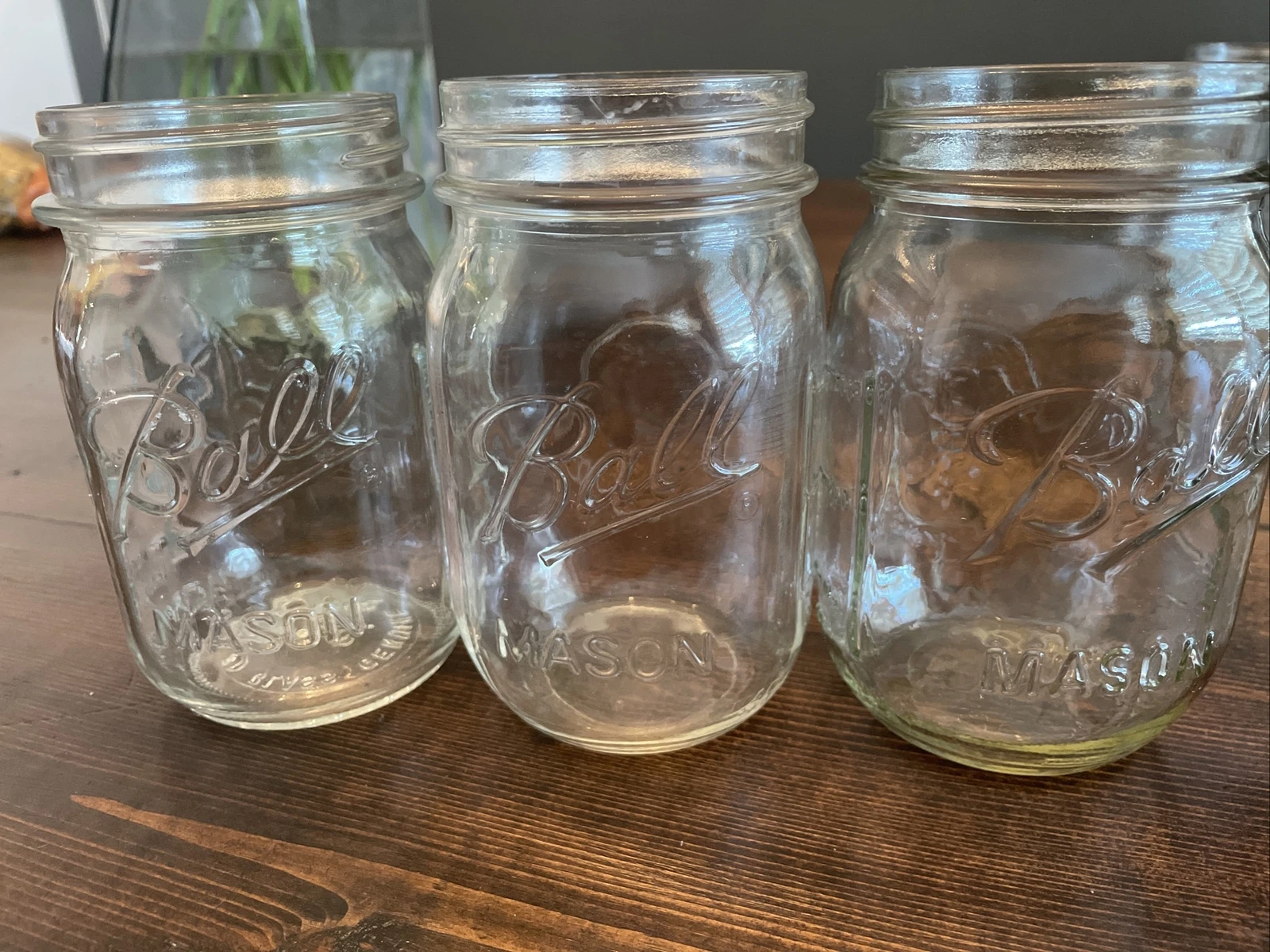 Lot Of 3 Vintage Ball 12oz Clear Glass Mason Jars - Measuring