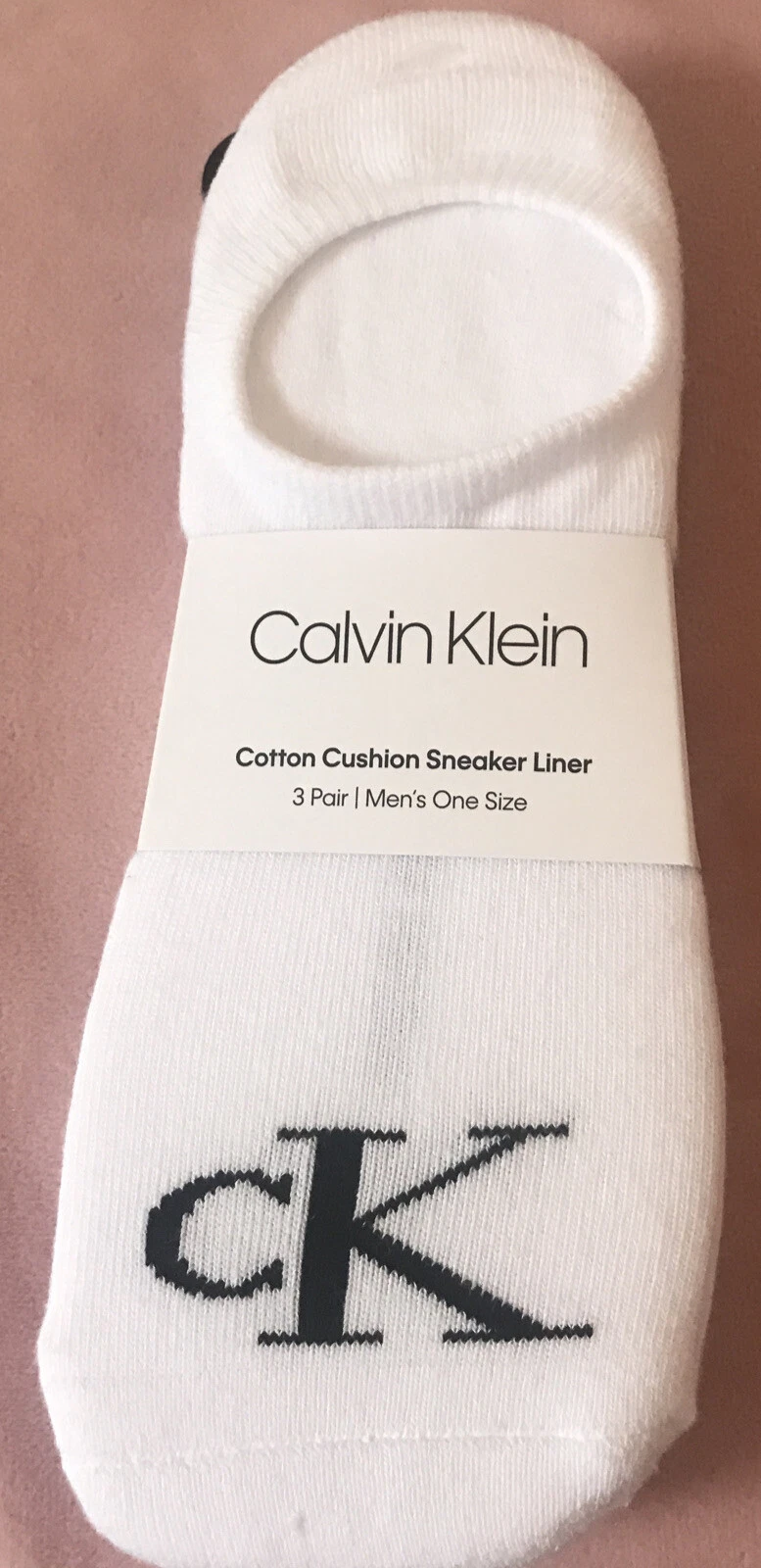 Calvin Klein Cotton Cushion Sneaker Liner Three Pairs Men’s One Size In White￼