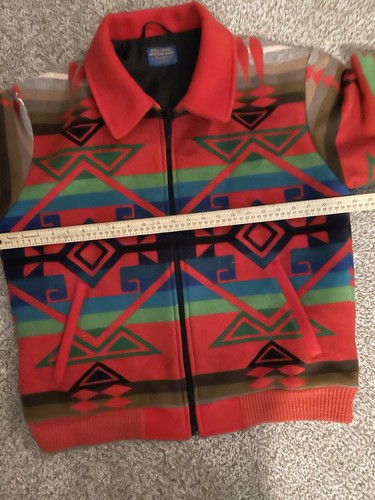 Vintage Pendleton Jacket Mens Large Red High Grade Western Wear Aztec Wool Coat - Picture 18 of 21
