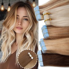 Invisible Tape In 100 Remy Thick Human Hair Extensions Skin Weft Straight Ombre