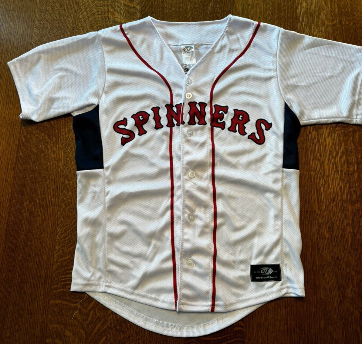 Lowell Spinners White OT button down Jersey size Small
