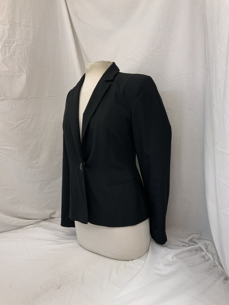 Zara Basic Blazer Jacket Sz 4 Black Poly Viscose 1-Button