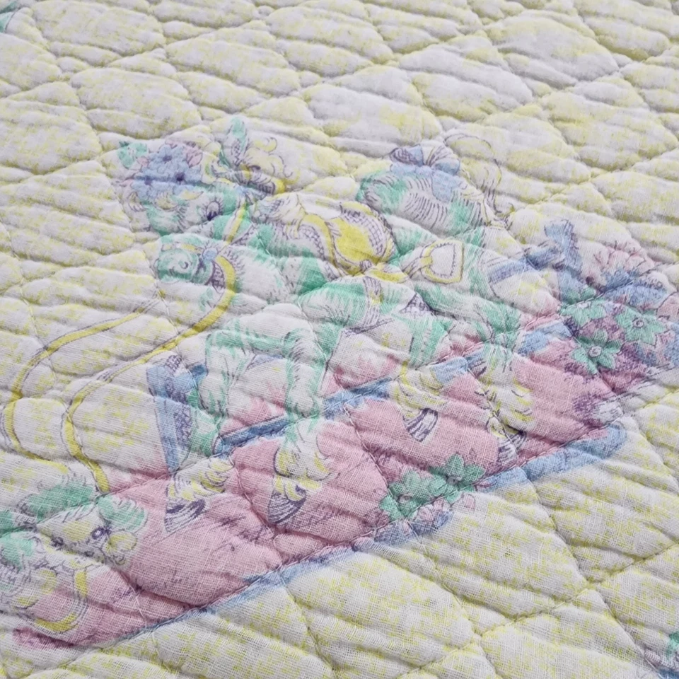 Manta Edredón Bebé Edredón Hinchado Años 30-40 Amarillo Bebé Animales 33x43 Foto 3 de 4