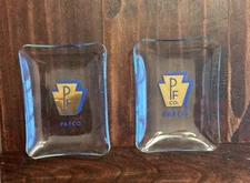 Rare Set Of 2 PAFCO Mid Century Modern Clear Glass Ashtrays/Trinket Dishes 