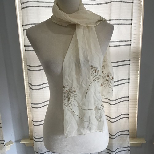 VTG Echo Silk Made In Japan Scarf Embroidered Elegant Floral Luxury Sheer 90s