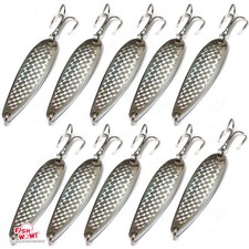 Qty 10 Fish WOW!® 3oz Casting Spoon Jig trolling crocodiles spoons Silver Tape