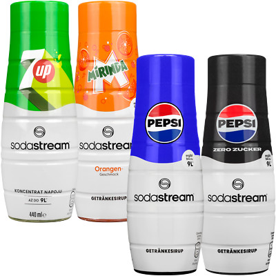 NEU SodaStream Sirup Set 4x440ml Pepsi Pepsi Max Mirinda 7UP Getränkesirup