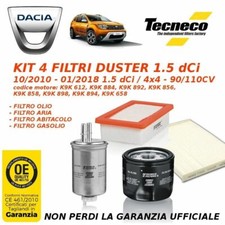 KIT TAGLIANDO 4 FILTRI PER DACIA DUSTER 1.5 dCi 90/110CV K9K 10/10>01/18 GS10852