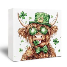 Highland Cow Wooden Signs - St Patricks Day Decor, Highland Cow Westen Decora...