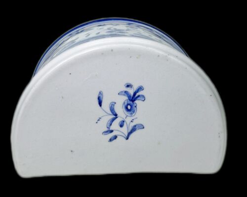 SaltBox Portugal Hand Painted Ceramic Blue Salt Sal Container Floral Animals - Picture 7 of 8