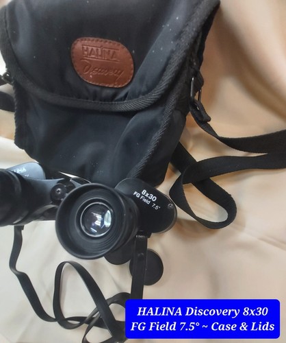 HALINA Discovery 8x30 Binoculars+ Lids +Soft Case & Straps Wide Angle F=7.5° VGC - Picture 7 of 23