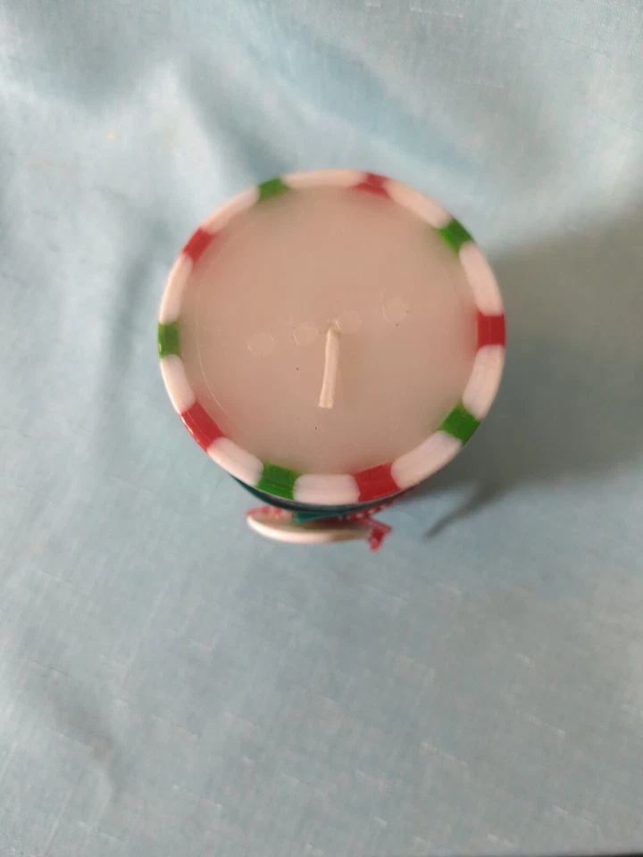 Pier One Single Wick Pillar Candle 3x4” Menta Fiesta Rojo Blanco Verde Lunares Foto 2 de 4