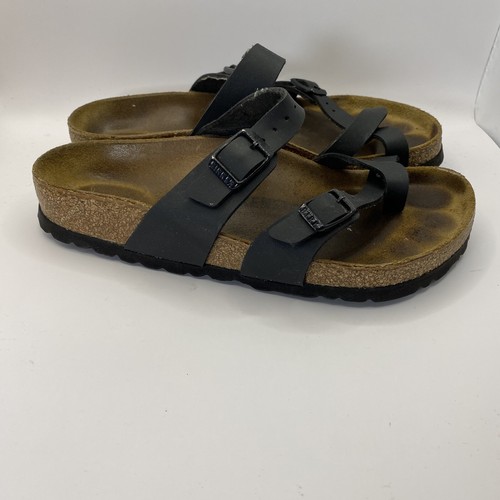 Birkenstock Mayari Birko Flor Black Leather Sandals Womens Sz EU 36 US W5 - Picture 4 of 12