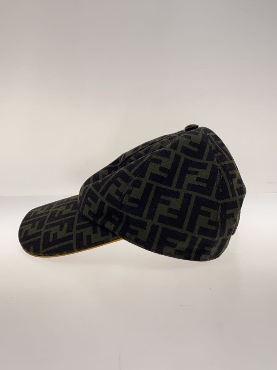 FENDI Men's FXQ768 Baseball Cap Cotton Green Zucca Pattern FENDI Men's FXQ768 Baseball Cap Cotton Green Zucca Pattern