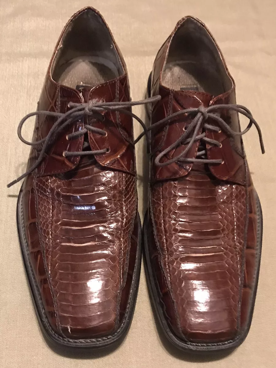 STACY ADAMS Mens Genuine Snake and Leather Upper Lace Up Dress
