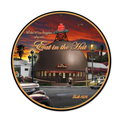 20er Jahre Larry Grossman Brown Derby Los Angeles Retro Blechschild Schild NEU