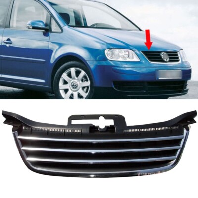 Black Chrome 03-06 Front Grille for VW Volkswagen Touran 1T Badgeless Level Look