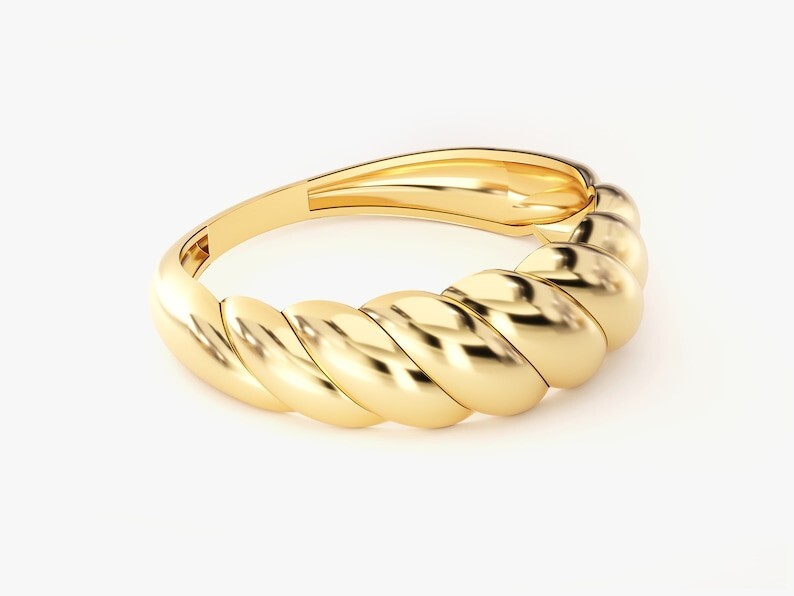 14k Gold Plated Twisted Dome Ring / 14k Gold Bold Croissant Ring /Statement Ring