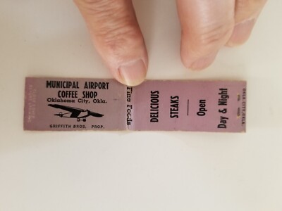Matchbook Cover Municipal Airport Coffee shop Oklahoma city. MINI. N20