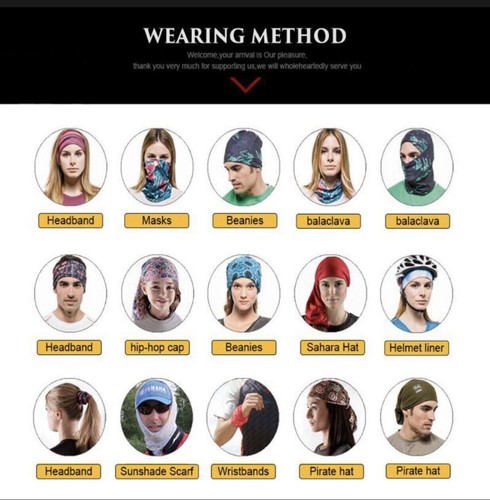 2024 Bandana Face Shield Mask Buff Neck Cover Cycling Motor Fishing Outdoor Head - Picture 8 of 45