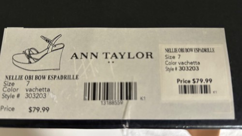 ANN TAYLOR LOFT Beige Obi Bow Espadrille Wedge Ankle Strap Shoes/Sandals Size 7 - Picture 6 of 11