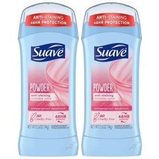Suave Invisible Solid Antiperspirant Deodorant, Powder, Unisex, 2.6 oz Pack Of 2