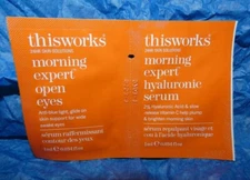 NEW THIS WORKS MORNING EXPERT OPEN EYES & HYALURONIC SERUM Sample NIP