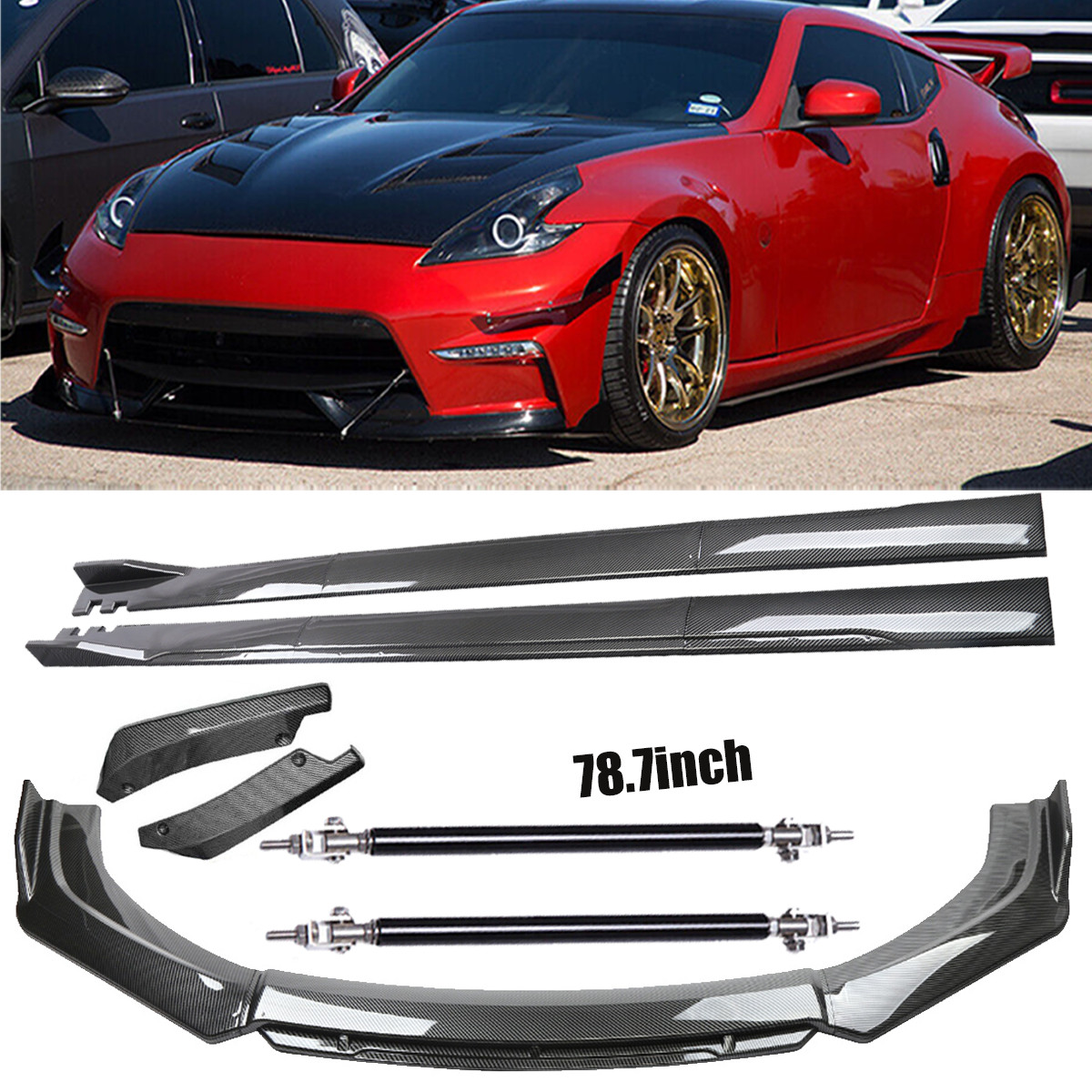 Compatible For Nissan 350Z 370Z 2006-2020 78.7" Side Skirt Splitter
