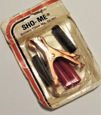 SHO-ME Vintage Black/Red Car Battery Clip Cables Alligator Clips #02-391