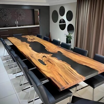 Custom River Conference Table with Smokey Black Epoxy   Modern Luxury Design