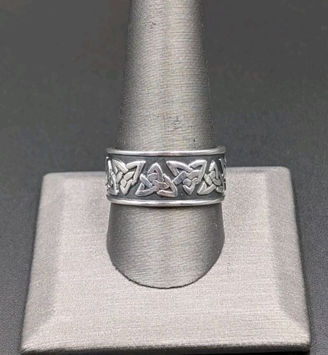 Men's Vtg Sterling Silver Celtic Irish Triquetra Knot Wide Band 925 ...