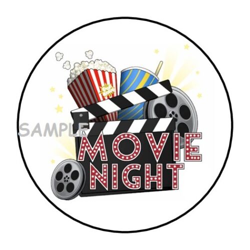 30 MOVIE NIGHT ENVELOPE SEALS LABELS STICKERS PARTY FAVORS 1.5" ROUND 