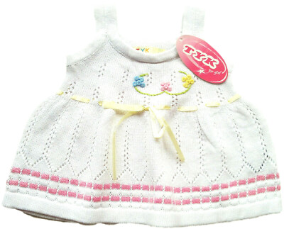 Strick Kleid Gr.74 TYK NEU 100% Baumwolle weiß Stick Ajour träger tunika baby