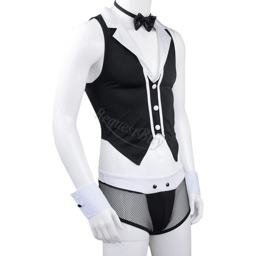 TiaoBug Men Stripper Costumes Tuxedo Briefs Mankini Waiter Policeman AU - Picture 25 of 46