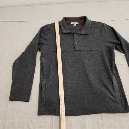Tommy Bahama Polo Sweater Mens Large Gray Long Sleeve Pockets Casual - Picture 5 of 12