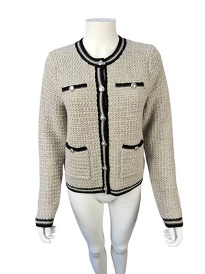 John Lewis grau Tweed Stil Strick kastig Grobstrick Wolle Alpaka Mischung Cardigan Gr 12