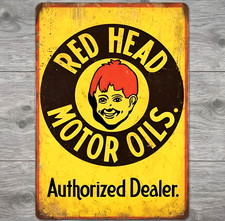 Red Head Motor Oil 8 x 12 Vintage Novelty Metal Sign Made In USA New!